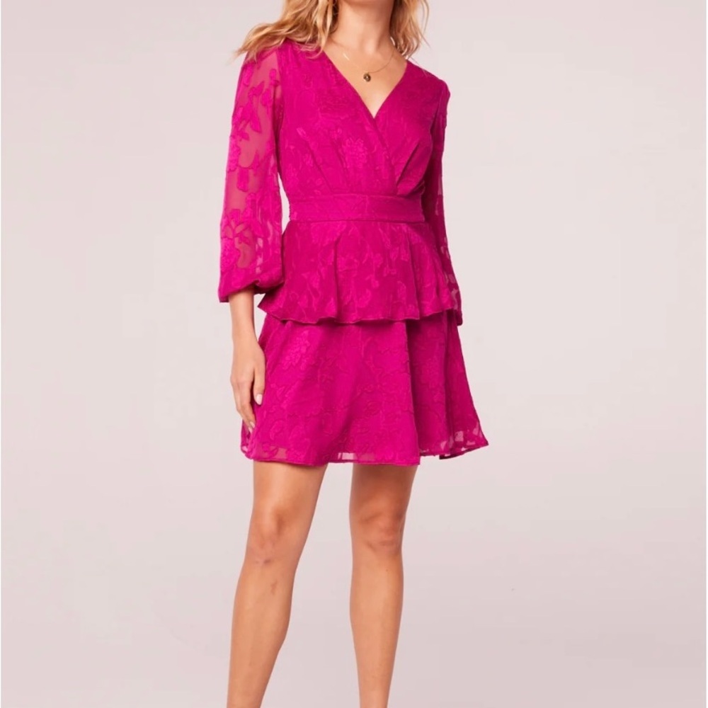 Band of Gypsies Fuchsia Lace Mini Dress